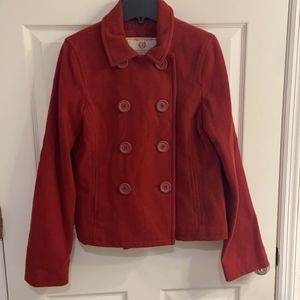 Vintage Abercrombie Peacoat, wool blend, red, size medium